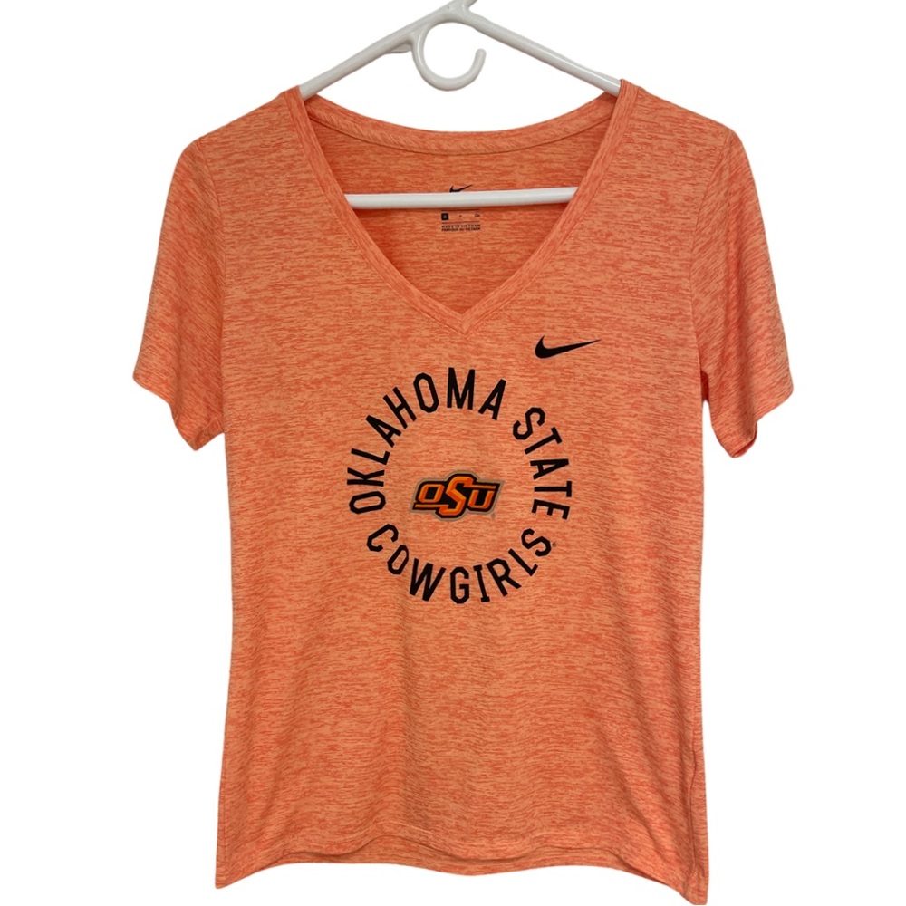 Nike NCAA OSU Cowgirls Dri-Fit V-neck Shirt Women’s Size Small Orange
